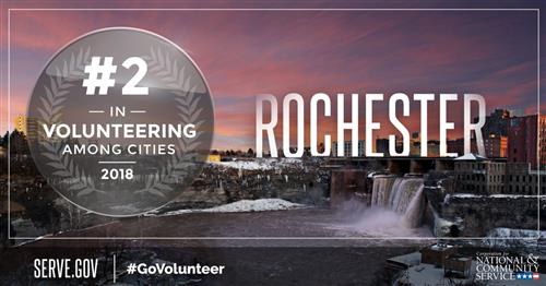 Rochester as #2 Volunteering Cities 